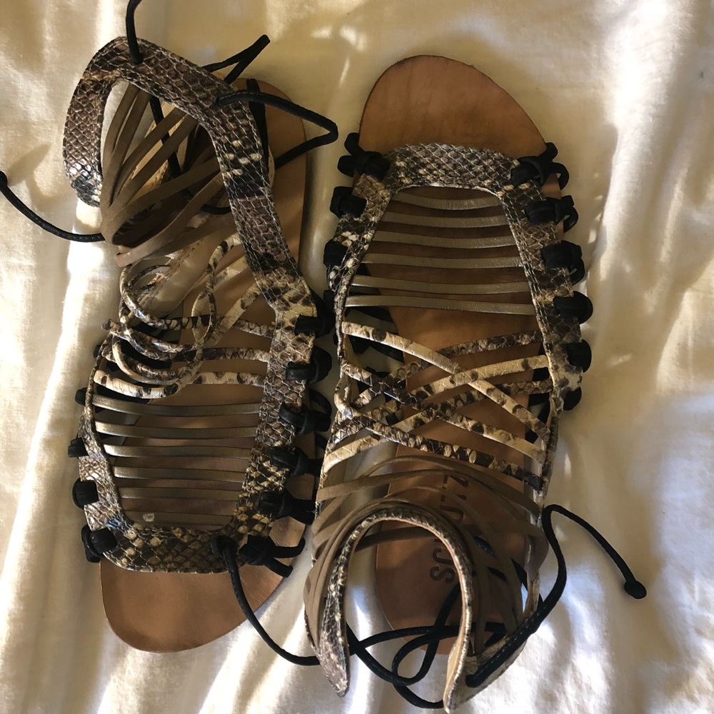 Schutz Snakeskin Sandals